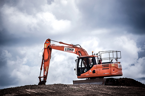 Image of one crane on a hill
