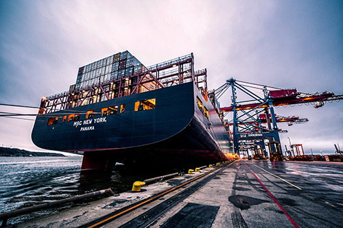 Image of a ship leaving a port